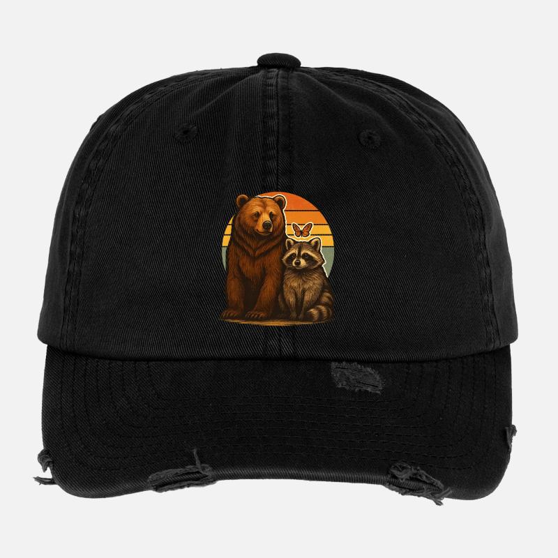 Bär Waschbär Tierfreunde Flexfit Vintage Destroyed Cap