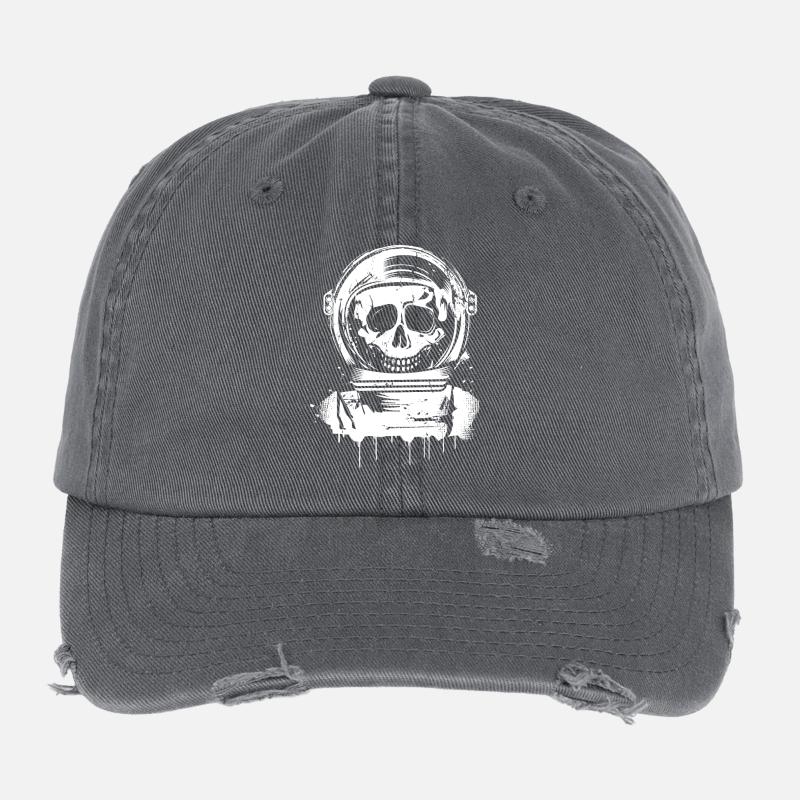 Grungy Astronauten Totenkopf Graffiti Flexfit Vintage Destroyed Cap