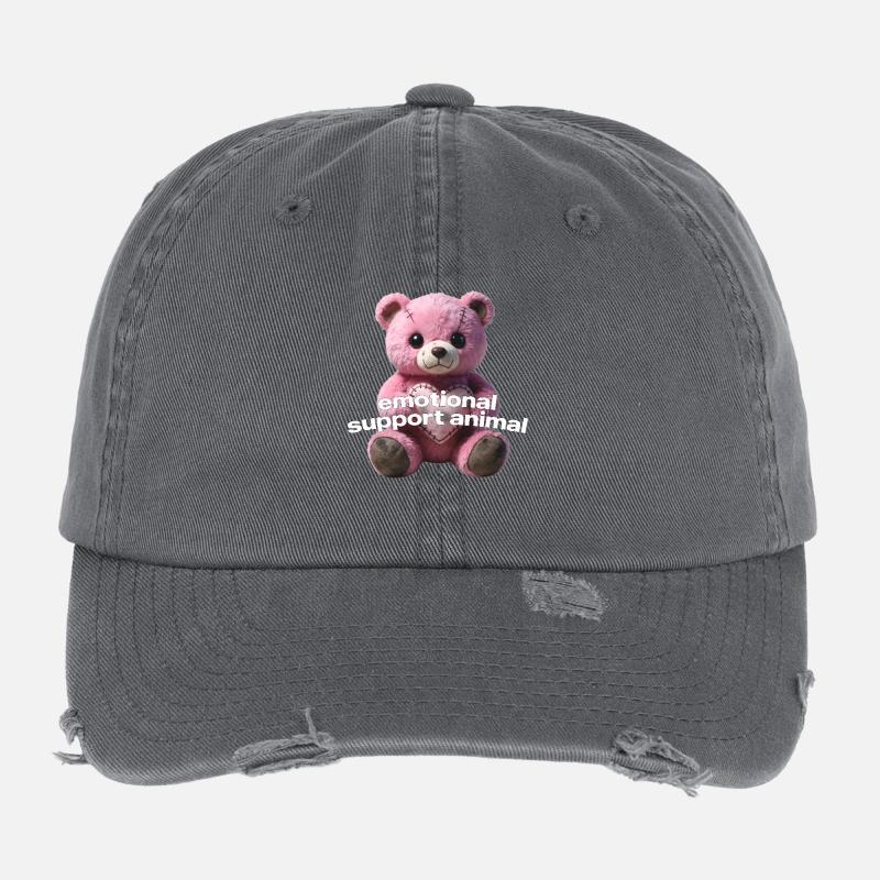 Zärtlicher rosa Bär mit Herz Flexfit Vintage Destroyed Cap