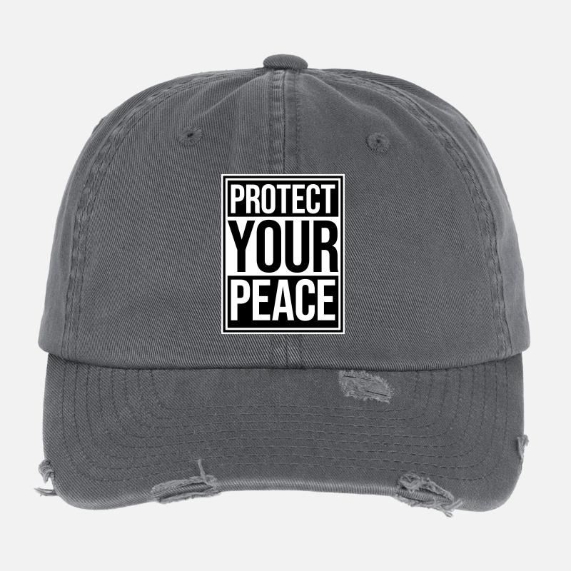 Protect Your Peace Mental Health Mindfulness Flexfit Vintage Destroyed Cap