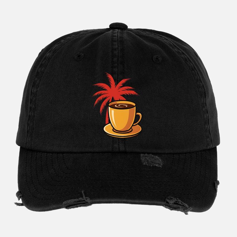 Tropischer Kaffee Palmenstil Flexfit Vintage Destroyed Cap