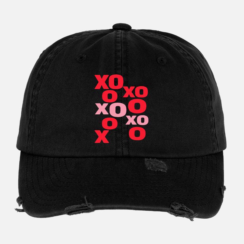 XO Liebesbriefe süße Valentinstag-Typografie Flexfit Vintage Destroyed Cap