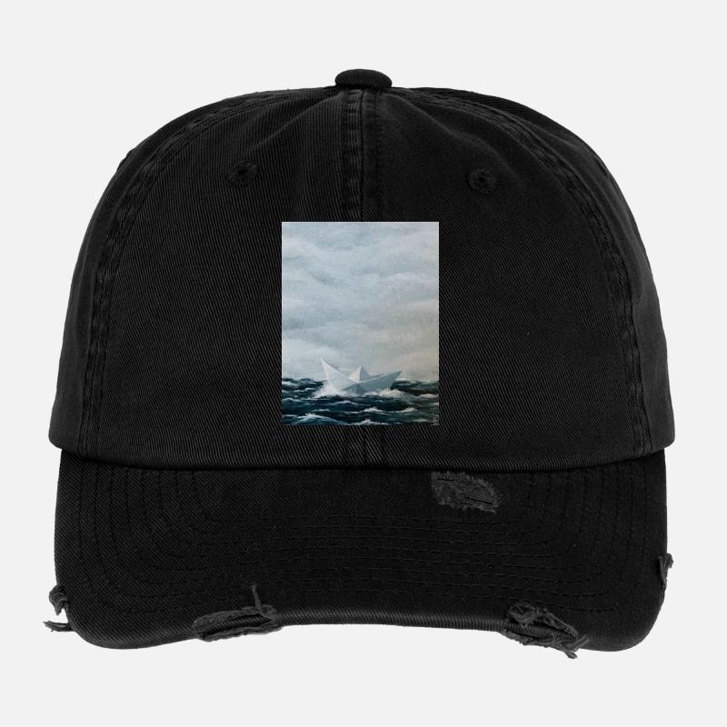 Navire d’origami sur une mer agitée Casquette vintage effet usé Flexfit