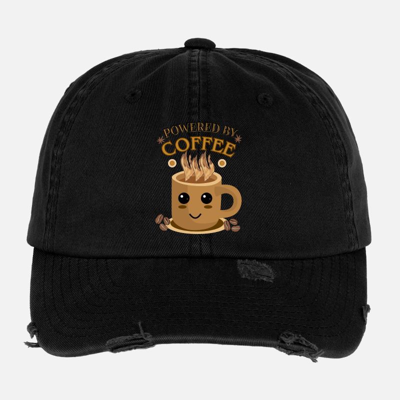 Kaffee Power Becher Motiv Flexfit Vintage Destroyed Cap