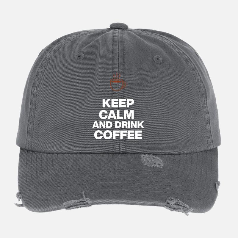 RESTE CALME ET BOIS DU CAFÉ, RIEN NE MARCHE SANS CAFÉ Casquette vintage effet usé Flexfit