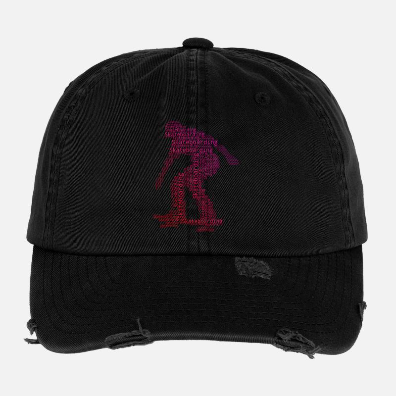 Motif de skateboard clair pour tous les jours Casquette vintage effet usé Flexfit