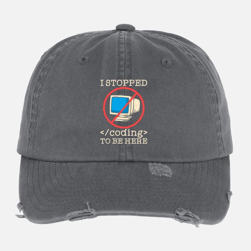 Programmer en train de coder drôle Casquette vintage effet usé Flexfit