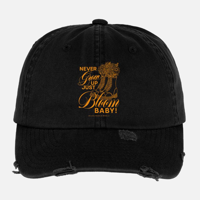 Never Grow Up Just Bloom Baby Flexfit Vintage Destroyed Cap
