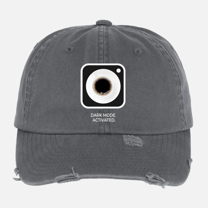 Dark Mode Activated Coffee Saying Design Flexfit Vintage Destroyed Cap