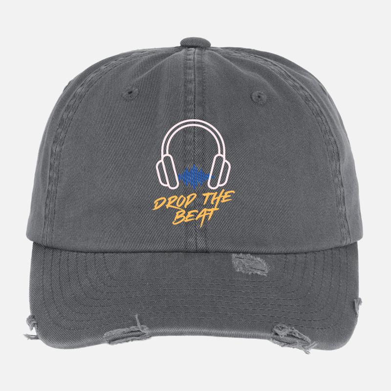 Waveform Drop the beat headphones Flexfit Vintage Destroyed Cap