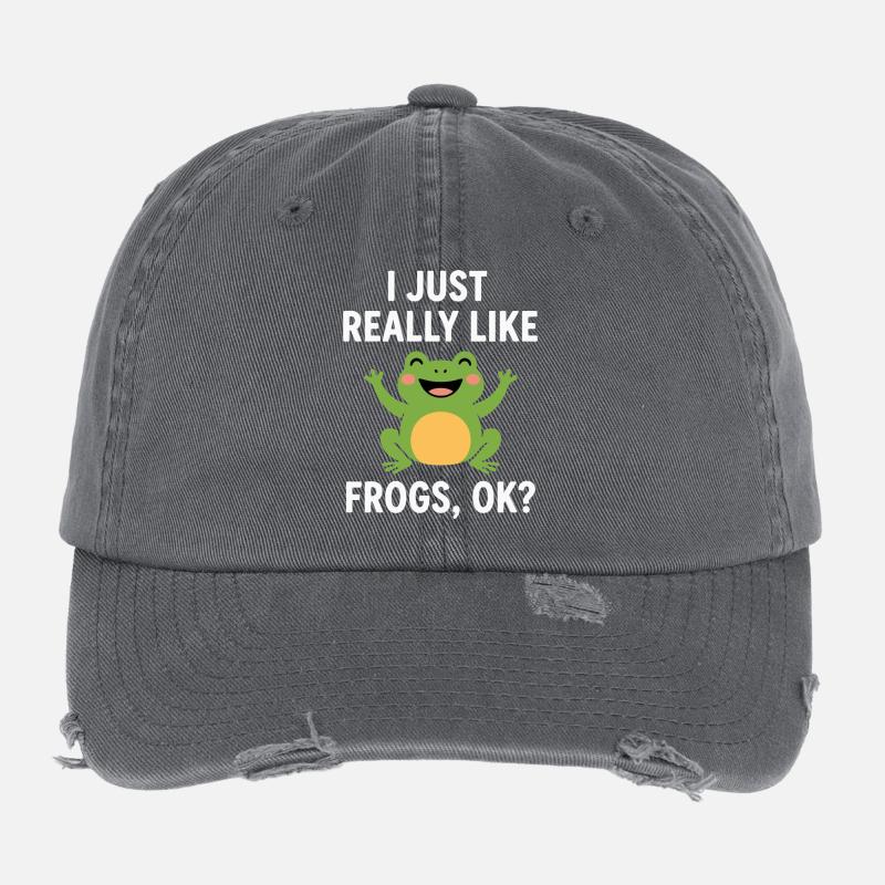 Ich mag Frösche einfach sehr Design Flexfit Vintage Destroyed Cap