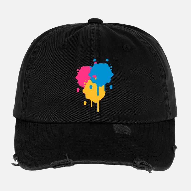Drei bunte Farbflecken im Graffiti Stil Flexfit Vintage Destroyed Cap