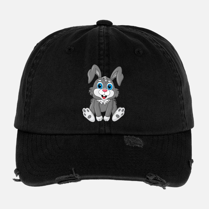 Süßes Kaninchen Blaue Augen Flexfit Vintage Destroyed Cap