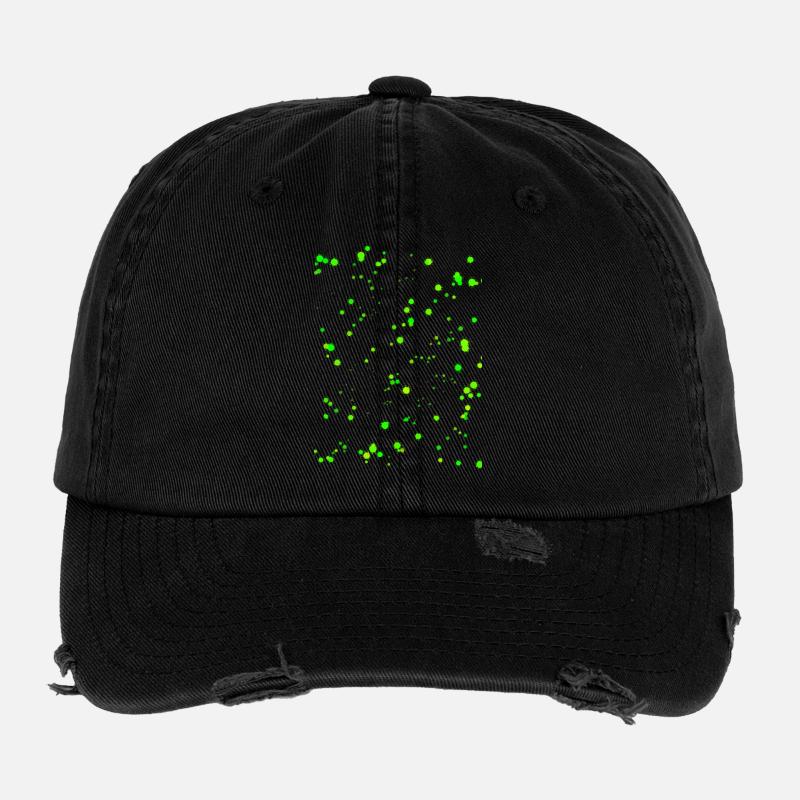 Neongrüne Farbspritzer  Flexfit Vintage Destroyed Cap