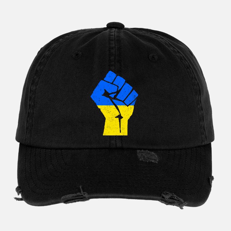 STAND WITH UKRAINE | Faust in Ukrainischen Farben Flexfit Vintage Destroyed Cap