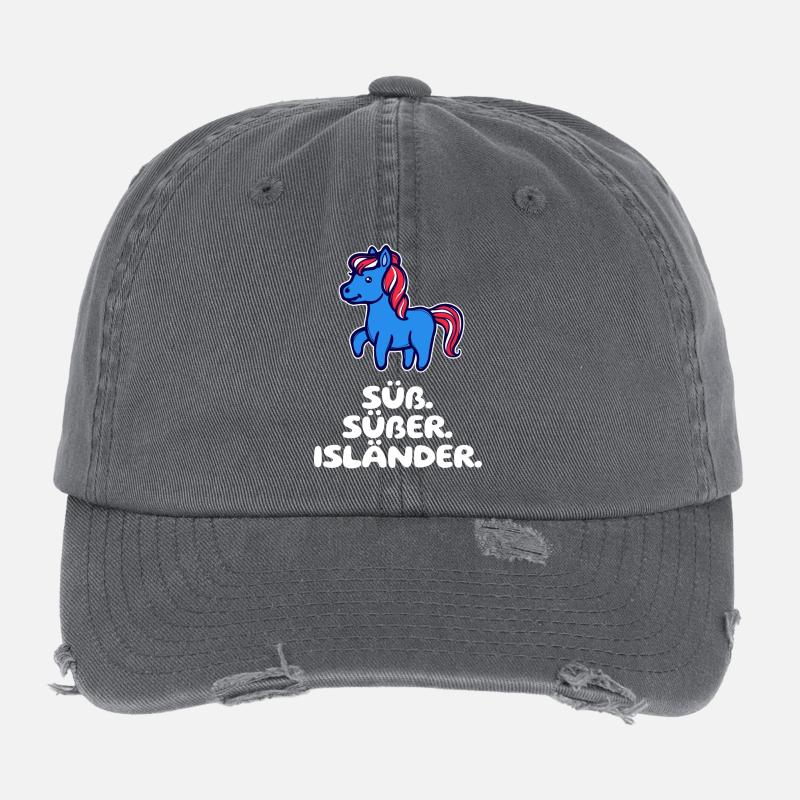 Islandponys Statement Islandpferde Pony Pferdenarr Flexfit Vintage Destroyed Cap