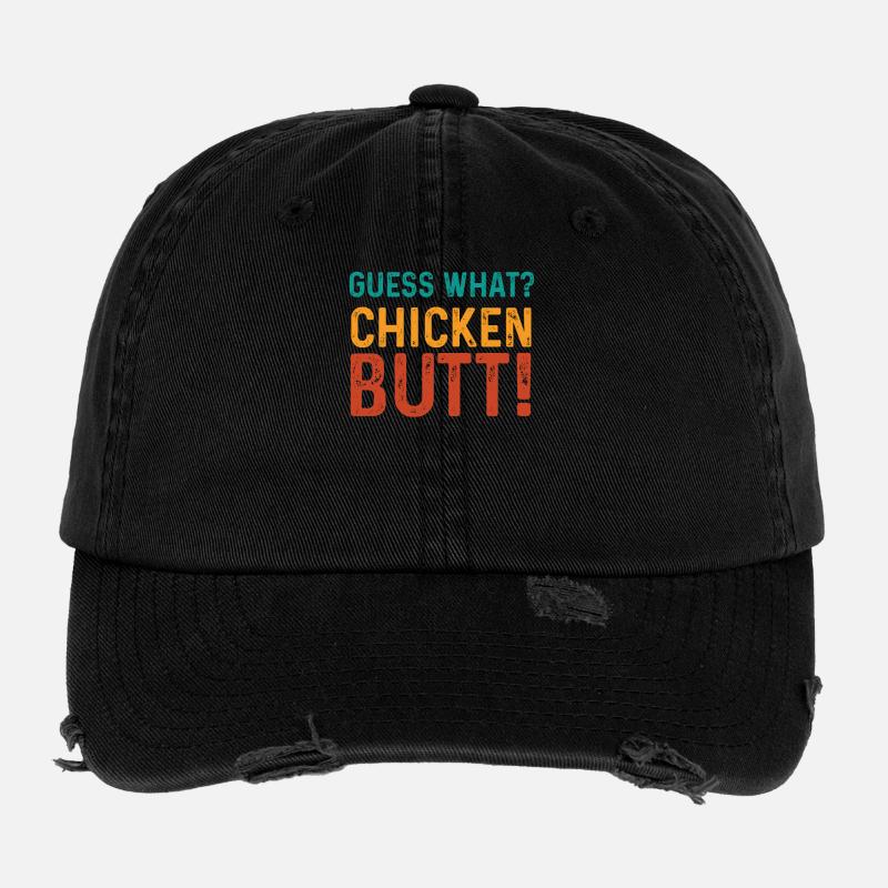 Humorous Chicken Butt Design Flexfit Vintage Destroyed Cap