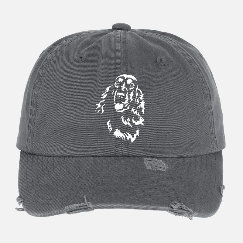 Cocker Spaniel Head « Black Edition » Casquette vintage effet usé Flexfit