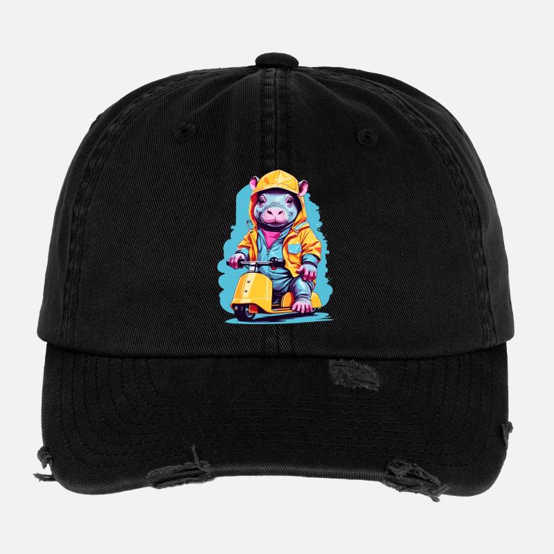 Sweet Hippopotamus Flexfit Vintage Destroyed Cap