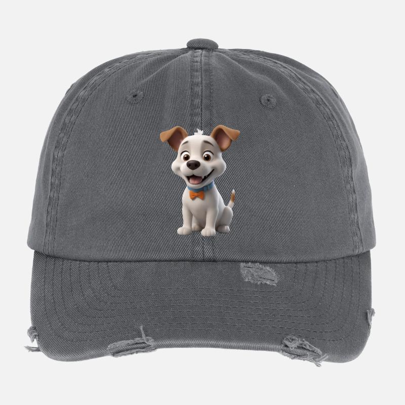 Cher chiot avec nœud papillon Casquette vintage effet usé Flexfit