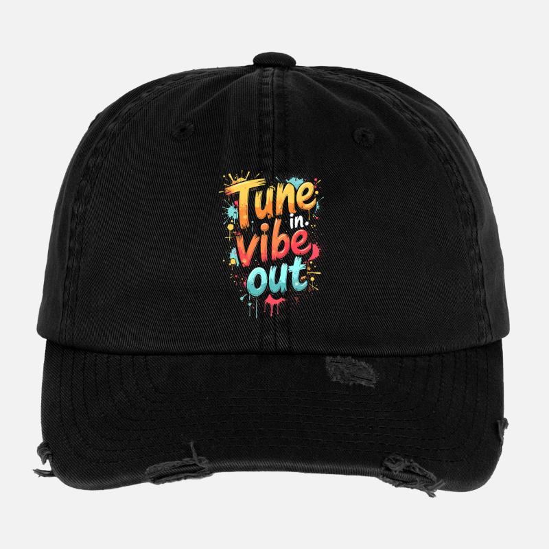 SYNTONISEZ-VOUS, VIBE OUT, CITATION MUSICALE Casquette vintage effet usé Flexfit