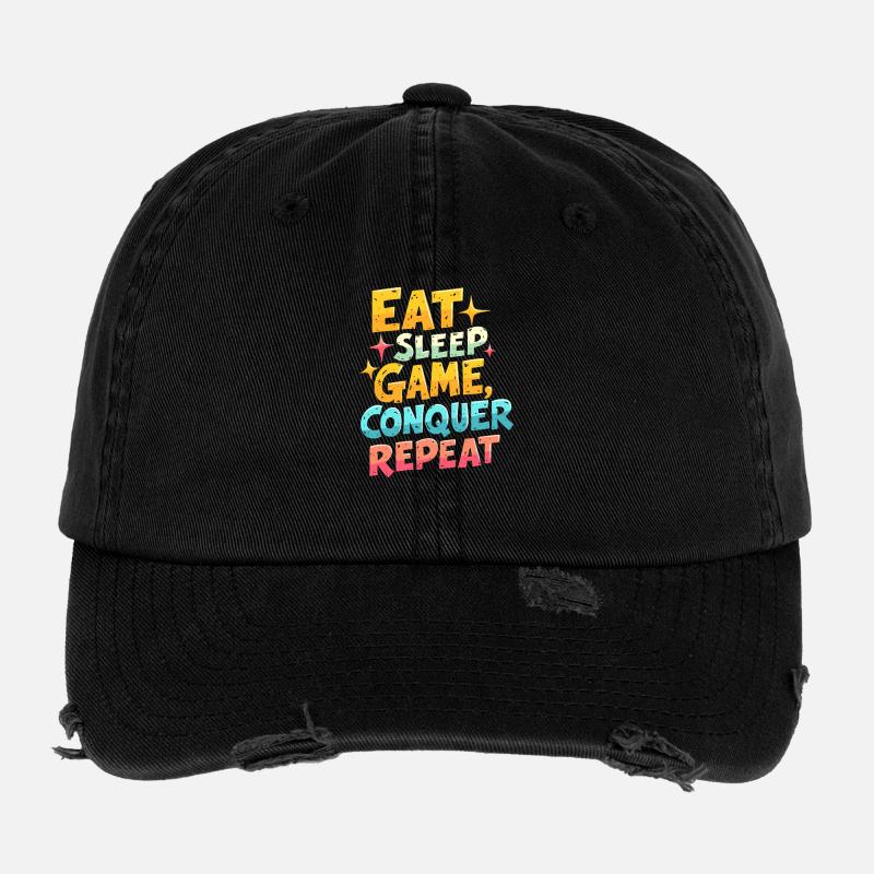 MANGER, DORMIR, JOUER, CONQUÉRIR, RÉPÉTER Casquette vintage effet usé Flexfit