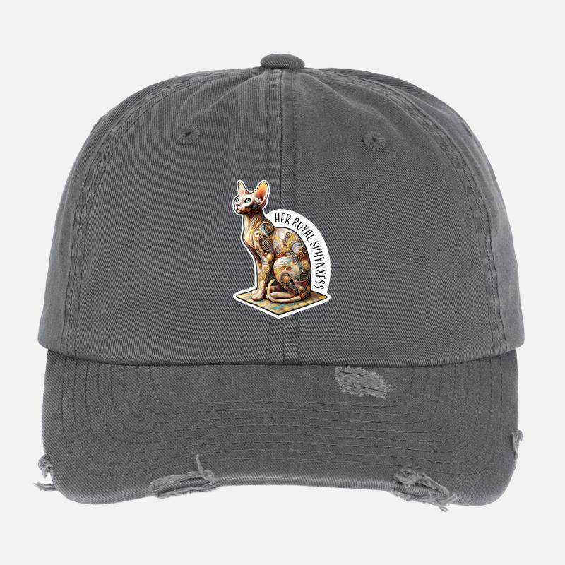 Sphynxess, Artistic Spynx Cat Flexfit Vintage Destroyed Cap