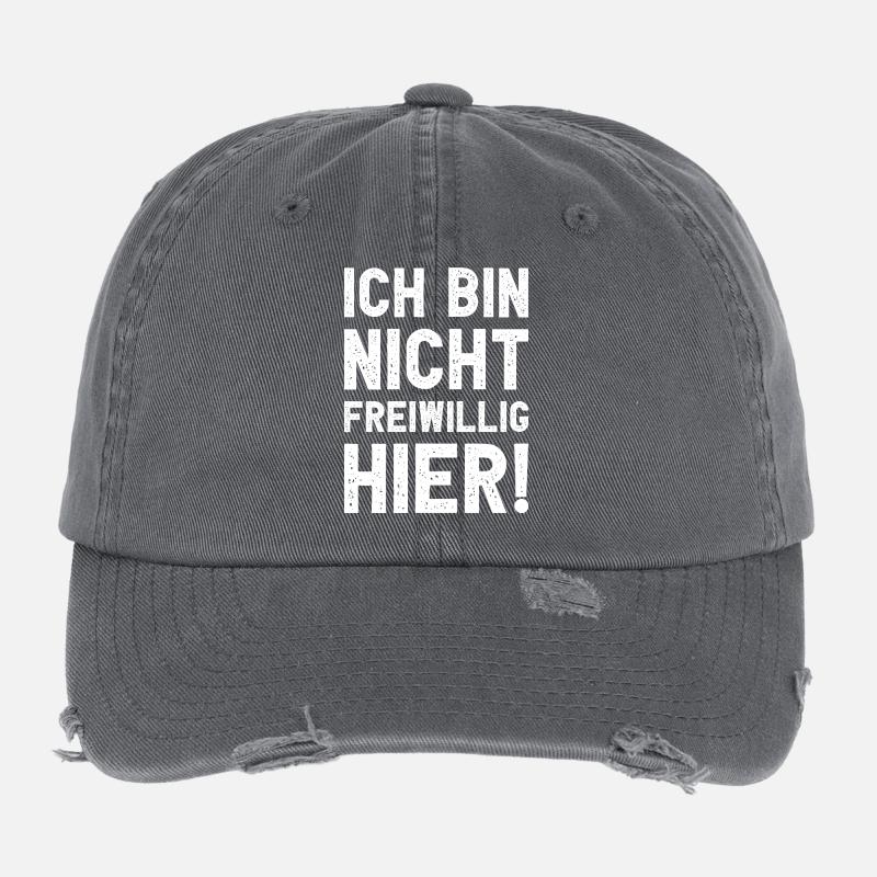Ich bin nicht freiwillig hier lustig sarkastisch Flexfit Vintage Destroyed Cap