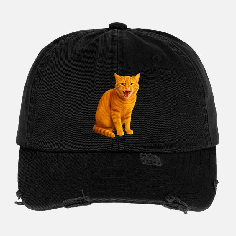 Chat tigré orange sifflant Casquette vintage effet usé Flexfit