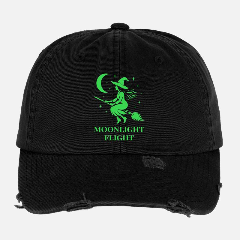 La sorcière vole dans la nuit au clair de lune Casquette vintage effet usé Flexfit