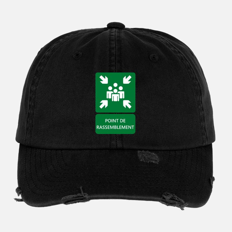 panneau point de rassemblement, signalétique Casquette vintage effet usé Flexfit