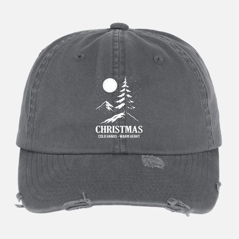Winter Landscape Christmas Flexfit Vintage Destroyed Cap