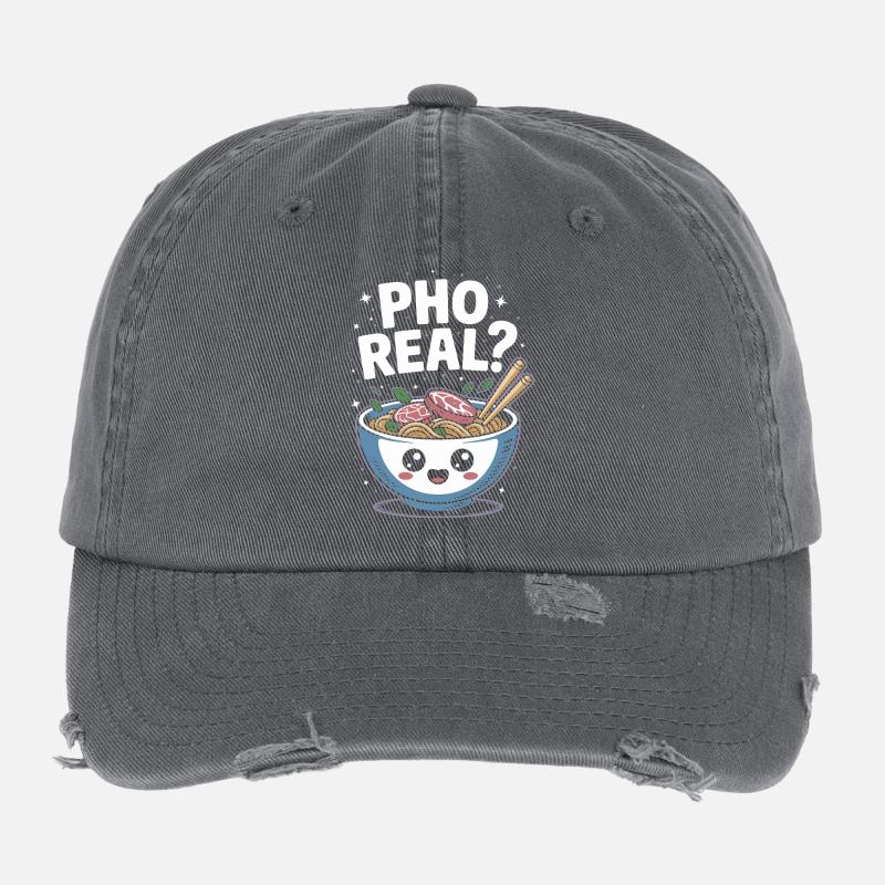 Pho Real Vietnamese Soup Pho Flexfit Vintage Destroyed Cap