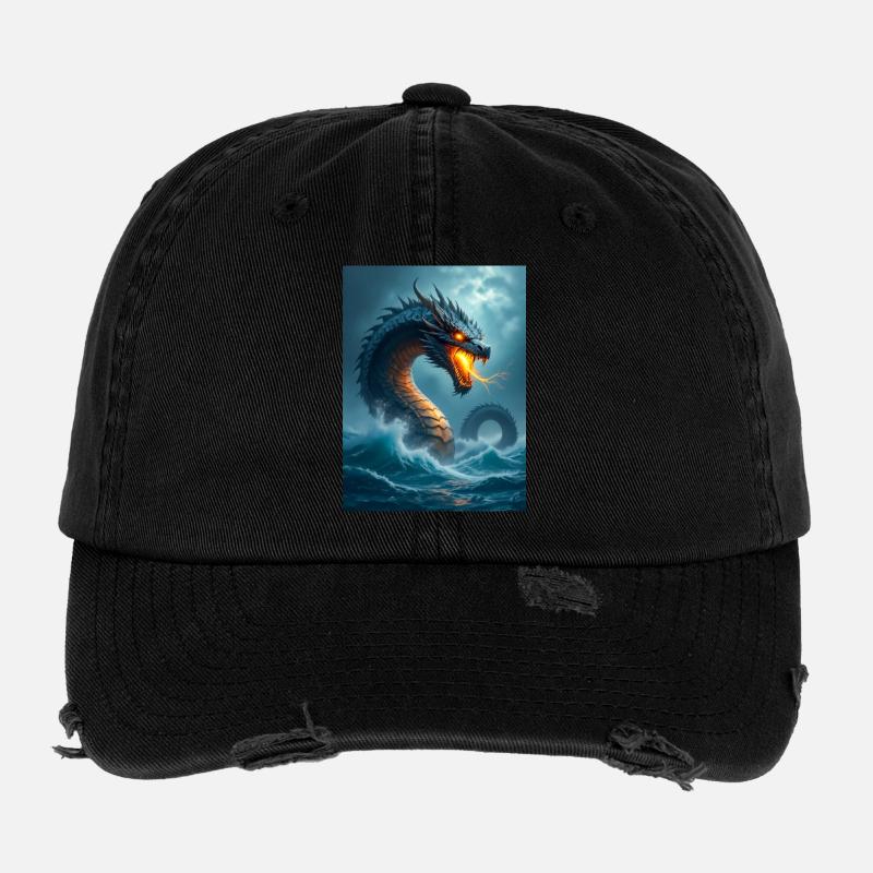Léviathan, serpent de mer biblique colossal des tempêtes Casquette vintage effet usé Flexfit