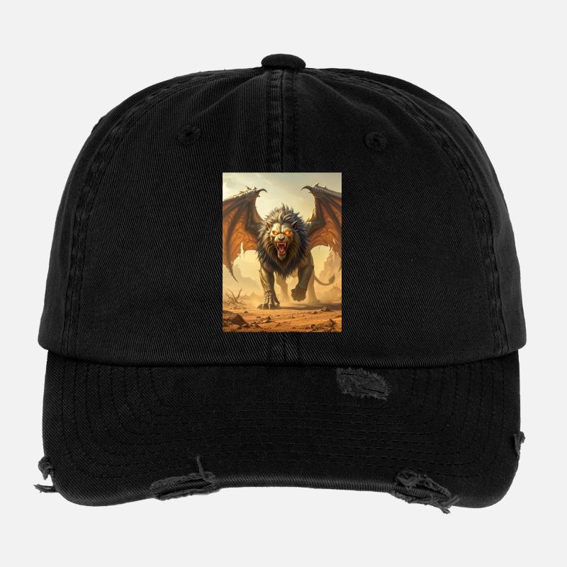 Ägyptische Sphinx, Löwenkörper Flexfit Vintage Destroyed Cap