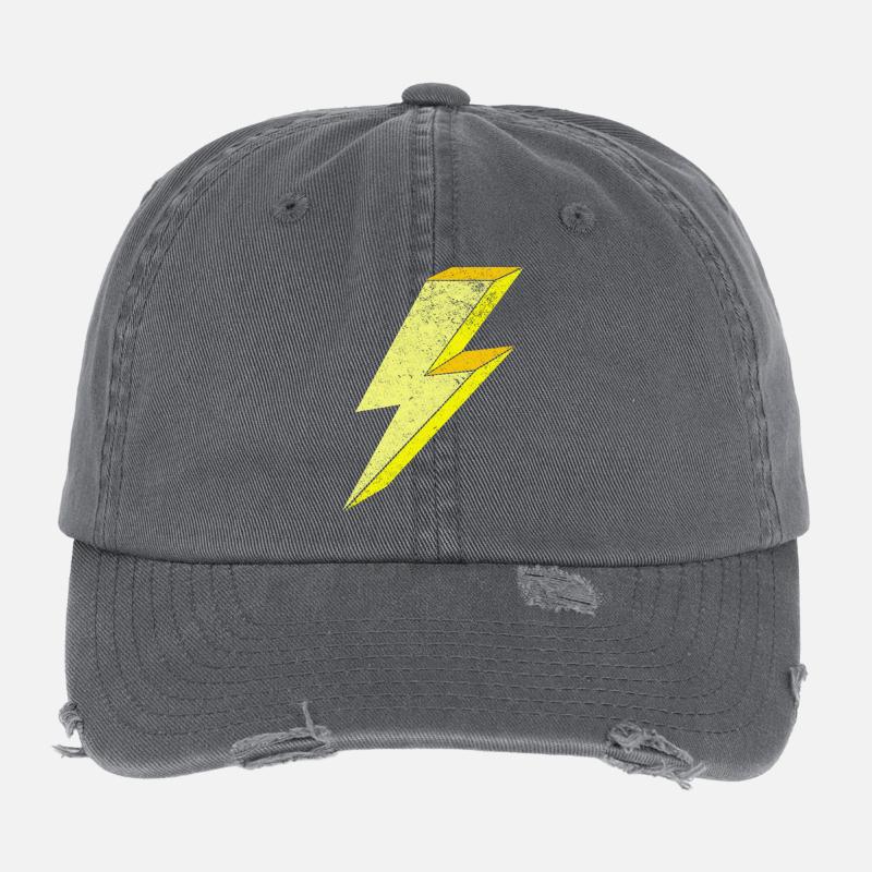 Lightning symbol stain design on clothes 3D Flexfit Vintage Destroyed Cap