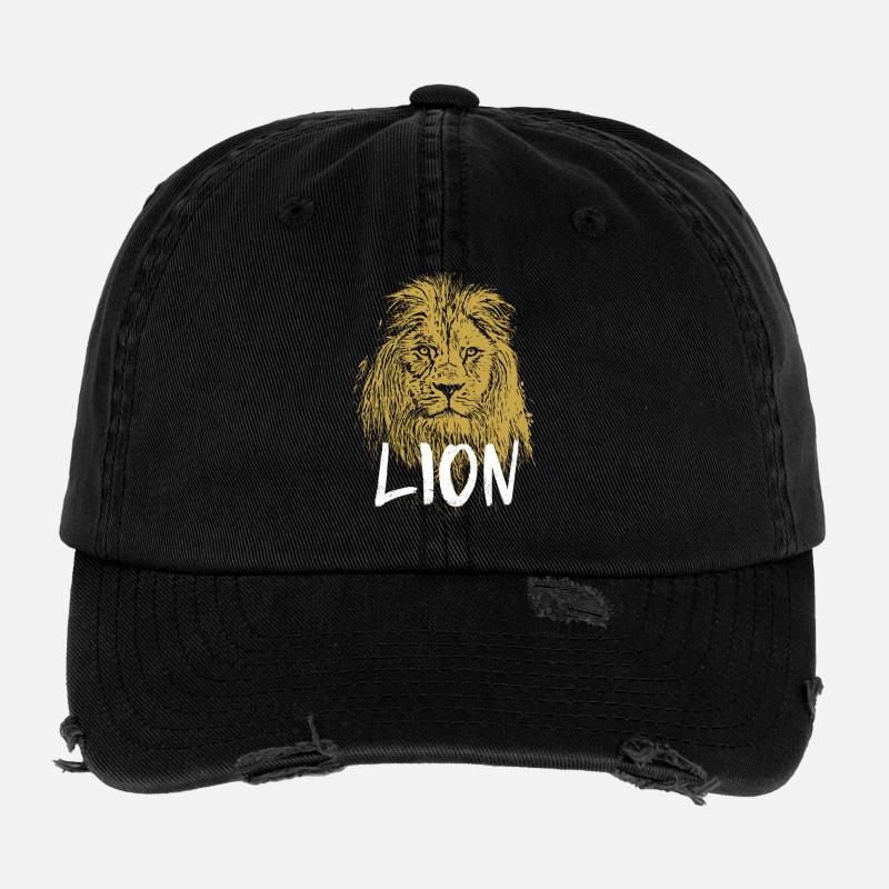 Modern calligraphy lion illustration Flexfit Vintage Destroyed Cap