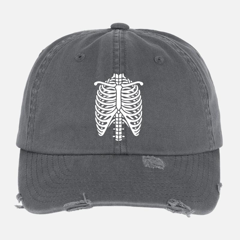 Côtes Cage thoracique Squelette Halloween Tatouage d’os Casquette vintage effet usé Flexfit