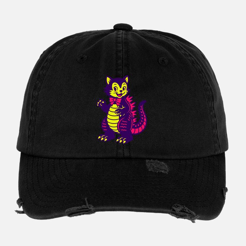 Chat Monstre Super Mignon Casquette vintage effet usé Flexfit