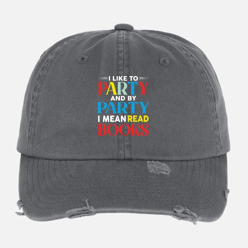 Bunte Leseparty Typo Design Flexfit Vintage Destroyed Cap