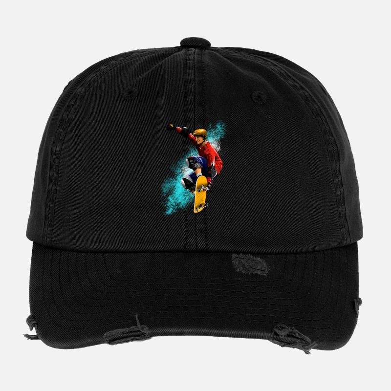 Skateboard Sprung Neon Splash Flexfit Vintage Destroyed Cap