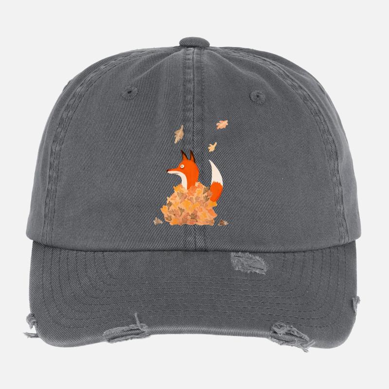 Fuchs mit Blättern Flexfit Vintage Destroyed Cap