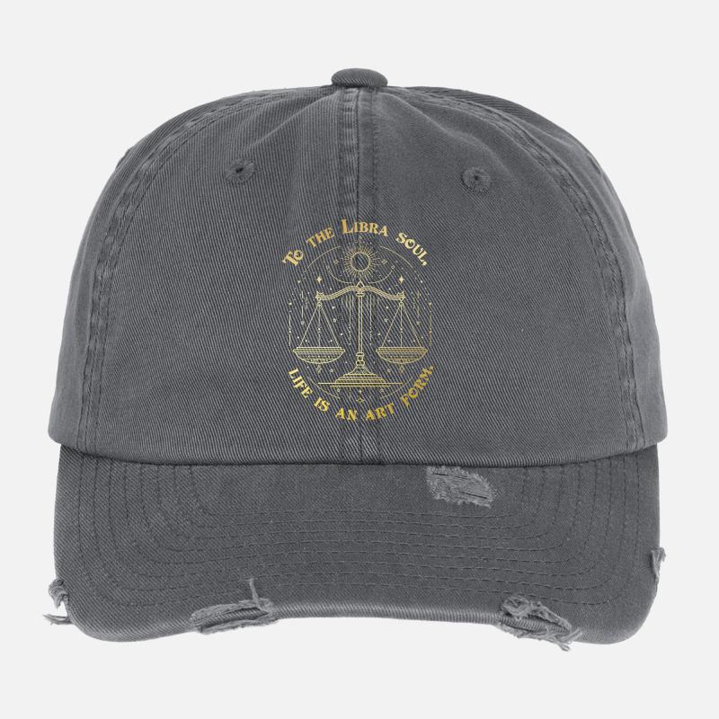 Zur Waage-Seele – Sternzeichen-Design Flexfit Vintage Destroyed Cap