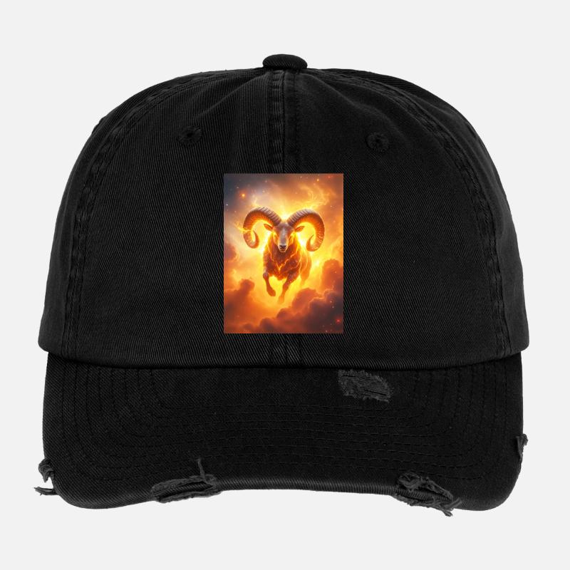 Feuriger himmlischer Widder, der die Schöpfung entzündet Flexfit Vintage Destroyed Cap