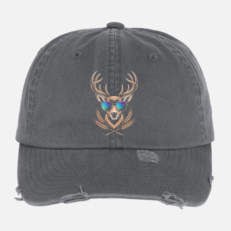 Hirsch mit Geweih Flexfit Vintage Destroyed Cap