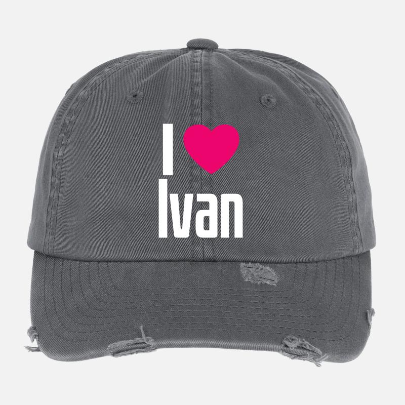 I Love Ivan Pinkes Herz Ich liebe Ivan Flexfit Vintage Destroyed Cap