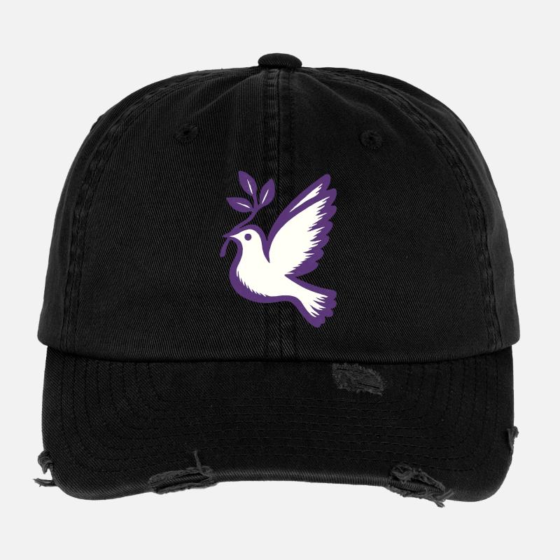 Purple Dove Emblem Olive Branch Flexfit Vintage Destroyed Cap