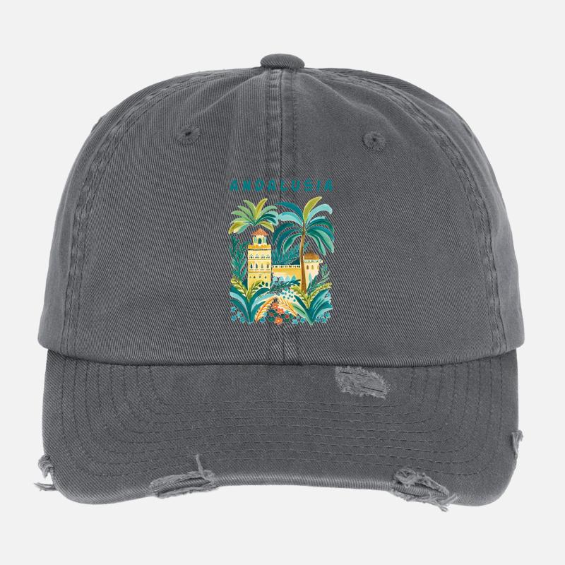 Villa du palmier andalou aquarelle Casquette vintage effet usé Flexfit