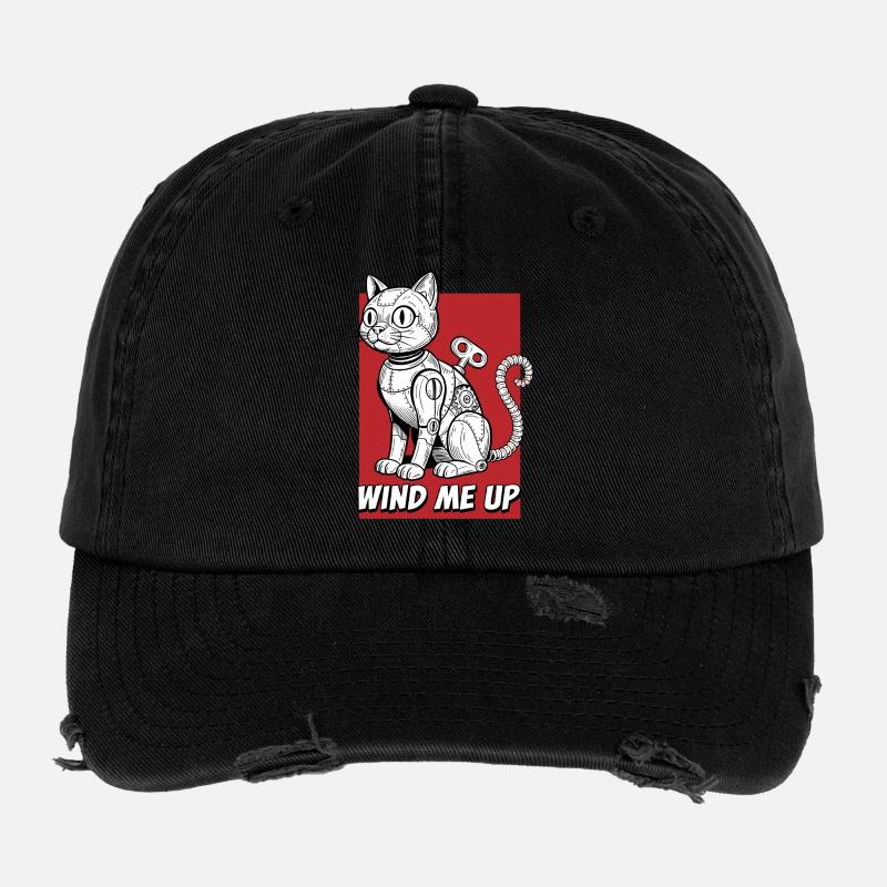 Wind Me Up Katzroboter Flexfit Vintage Destroyed Cap