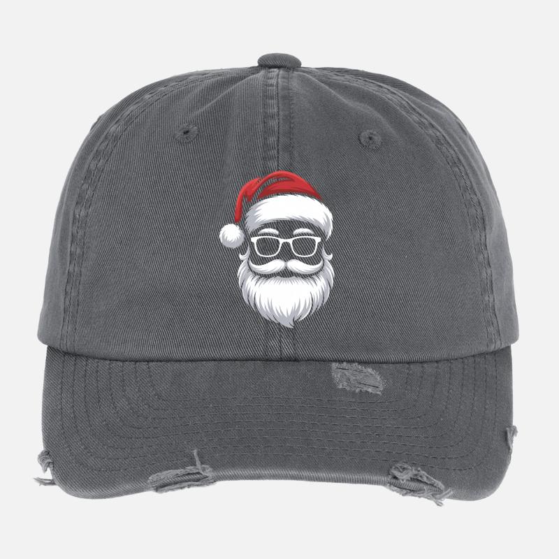 Le Père Noël avec des lunettes à moustache Casquette vintage effet usé Flexfit